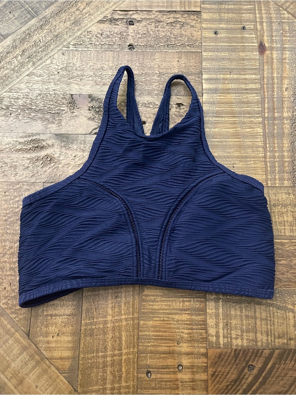 CALIA by Carrie Underwood Textured High-Neck Ladder Trim Bikini Top